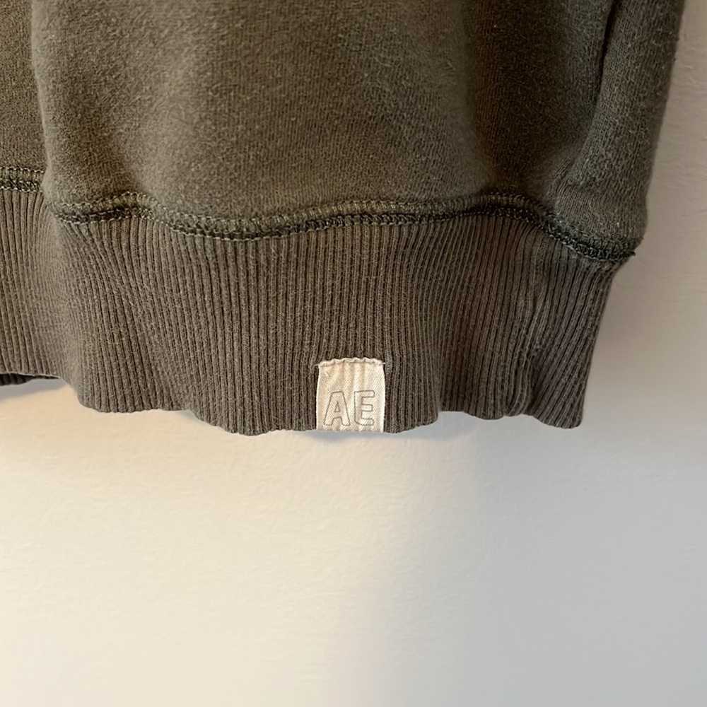 American Eagle Outfitters olive green crewneck sweatshirt velvet floral decal XS - Picture 4 of 5